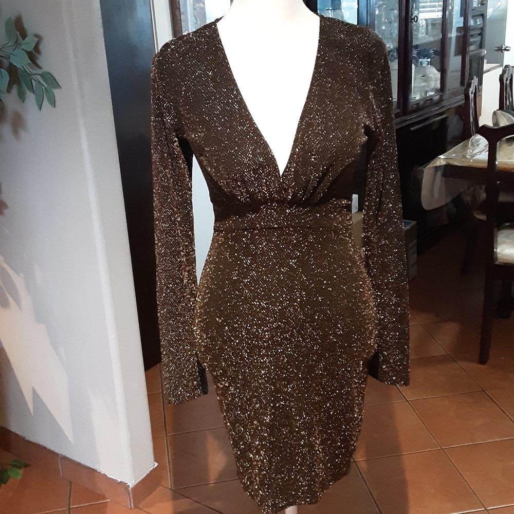 CAMEO GOLD BLACK SPANDEX DRESS